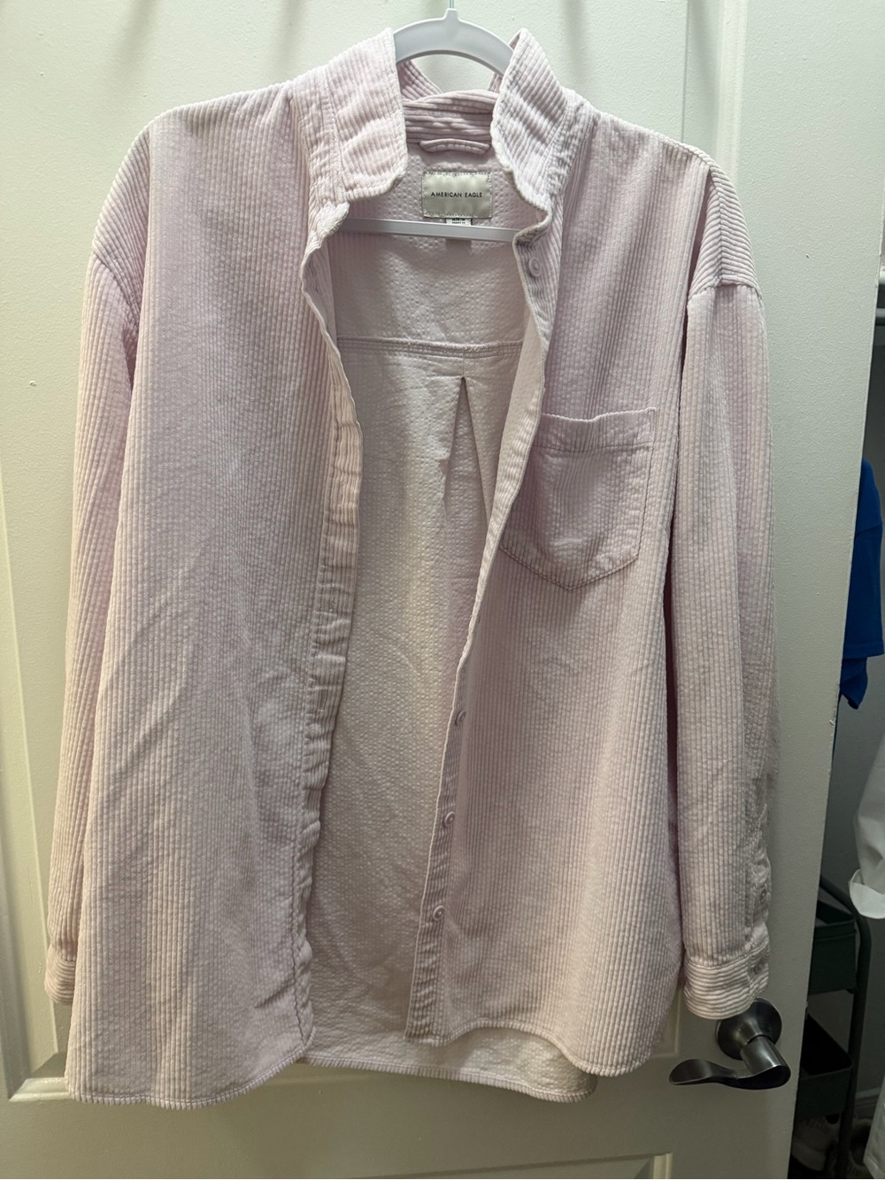 American Eagle Outfitters Pale Pink Corduroy Button-Down Shirt